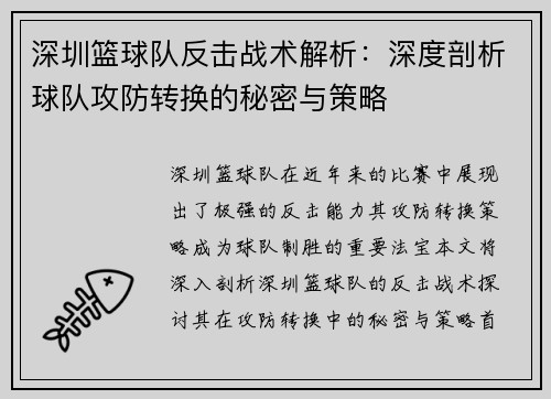 深圳篮球队反击战术解析：深度剖析球队攻防转换的秘密与策略
